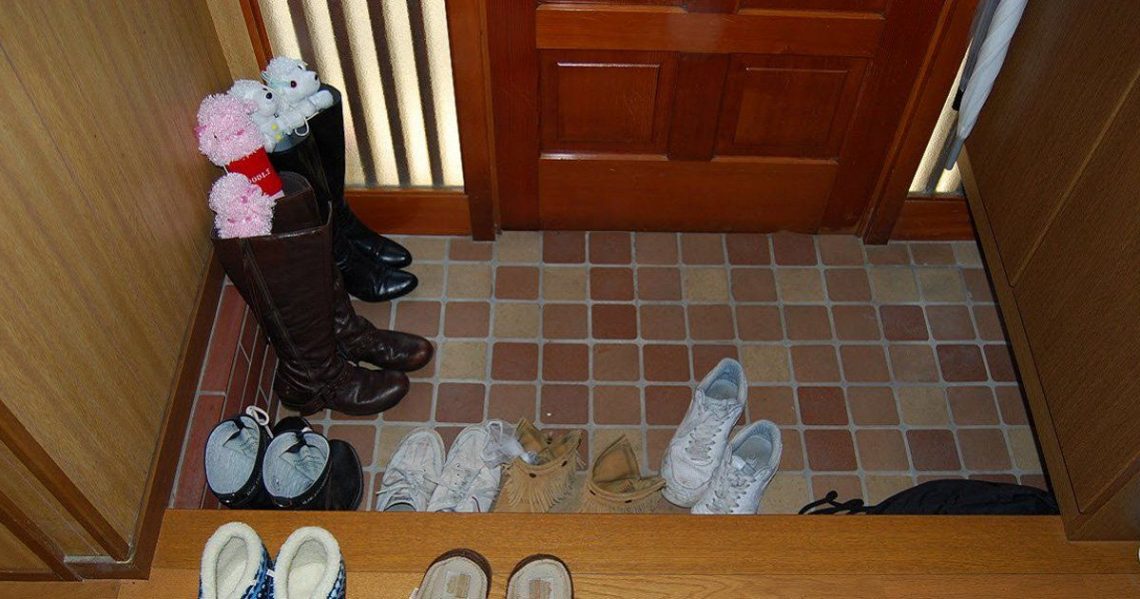 pile shoes inside home